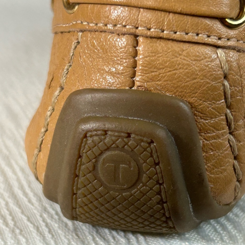 TALBOTS “Everson” Driving Moccasins Camel Pebble Leather - Picture 10 of 13